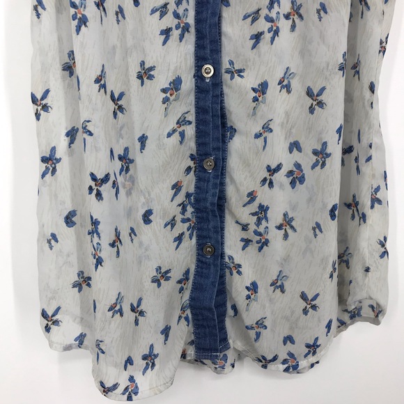 🖤3/$30 Mine sleeveless sheer blouse floral small - Picture 6 of 8